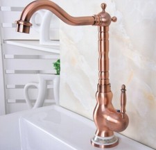 Antique Red Copper Kitchen Bathroom Faucet Swivel Spout Basin Sink Mixer Tap
