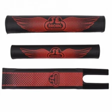 SE BIKES PADS,Oldschool GT BMX SE RACING RETRO BLACK/RED 3 PADS SET NEW