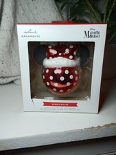 Disney Minnie Mouse Blown Glass Christmas Tree Ornament Hallmark Exclusive New