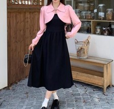 Summer New Plus size women's small coat vest suspender dress Leisure 2pcs 