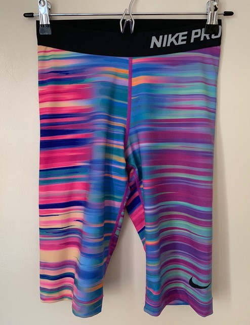 Nike Pro Womens S Multi-Color Zebra Stripe 11â Inseam Bike Active Athletic Short | eBay
