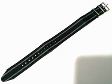 Easy Pass Thru Nylon ONE PIECE Fits any 20mm Watch Band Black w/2 Gray Stripes