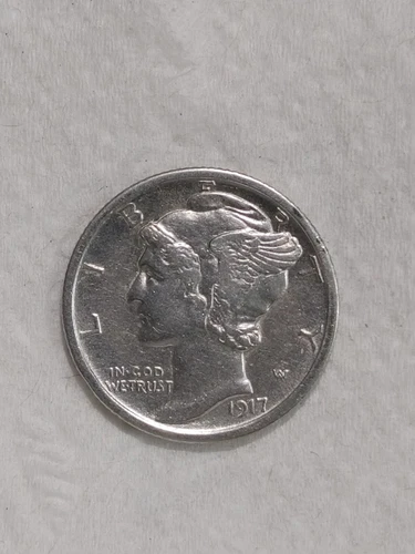 1917 Mercury Silver Dime 90% USA Silver coin High AU almost uncirculated