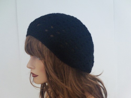 BLACK RASTA BAGGIE BAGGY SLOUCHY BEANIE HAT BERET TAM CAP BOHO SNOOD - Picture 7 of 8