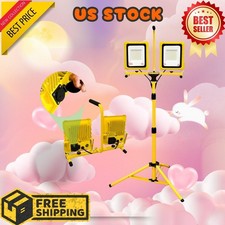 25000 Lumen LED Work Light with Stand Dual Head Tripod Adjustable