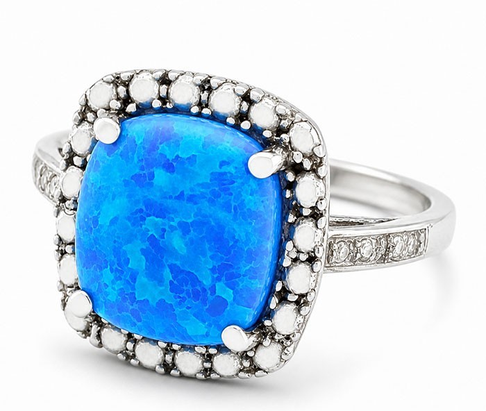 GENUINE 2.25 Cts OPAL & DIAMOND RING SOLID 10K GOLD - Free Certificate Appraisal