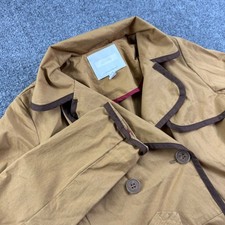 Anthropologie Ett Twa Trench Coat 4 Tan Trim Double Breasted Belted Women
