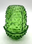 Vintage Fenton Green Hobnail Fairy Lamp – Glass Candle Holder - Read Description