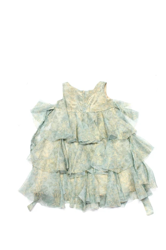 Biscotti Girls Green Floral Sequins Crew Neck Sleeveless Gown Dress Size 5 - Image 2 of 4