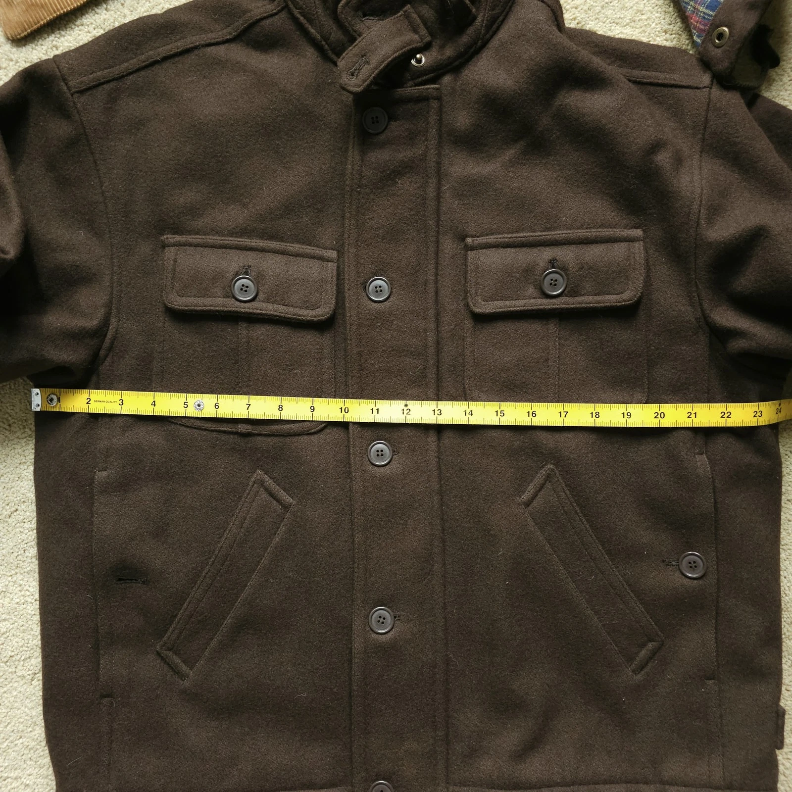 VTG DWW Made in Japan Thick Sturdy Melton Wool Hooded Utility Jacket Brown 38 S image 19