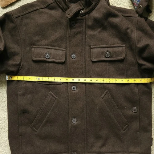 VTG DWW Made in Japan Thick Sturdy Melton Wool Hooded Utility Jacket Brown 38 S image 19