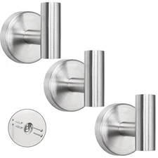Towel Hook for Bathroom, 3 Pack Wall Mounted Robe Hook, SUS 304 Stainless Ste...