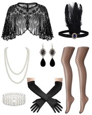1920s Flapper Dresses Accessories for Women Theme Set Roaring 20s Great Gatsb...