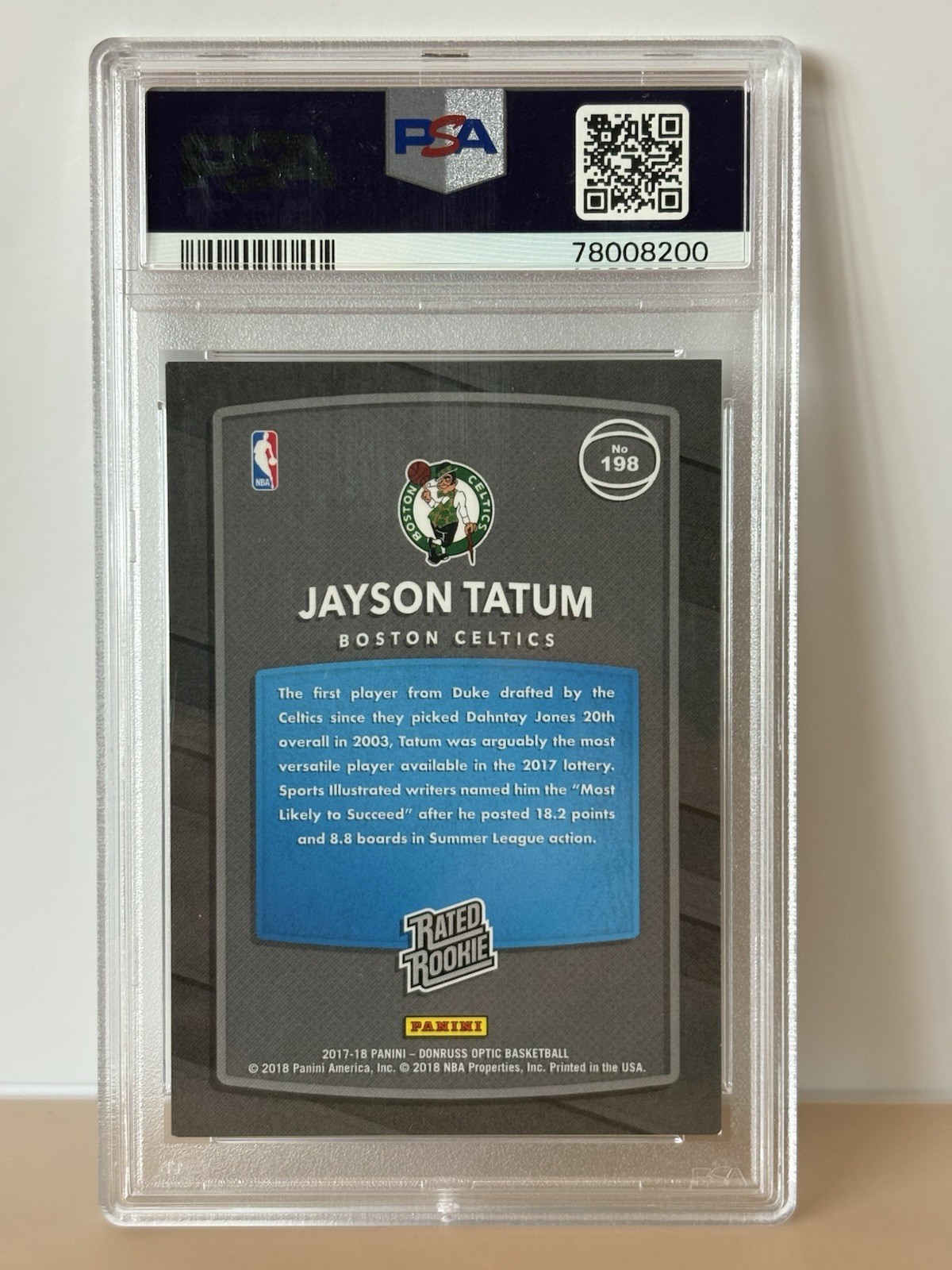 Jayson Tatum - 2017-18 Panini Donruss Optic - Rated Rookie #198 Shock (RC) view 2
