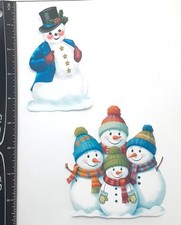 Lot of 2 Snowman Jacket Snowman Family Caps SINGLE LAYER Embellishments 796