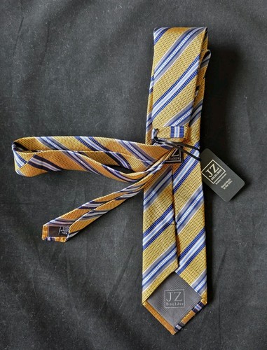 JZ RICHARDS BOULDER SILK TIE STRIPED GOLD HAND MADE IN USA -NWT - Picture 6 of 7