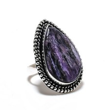 Russian Charoite Gemstone 925 Sterling Silver Jewelry Ring Size 8.5 p716