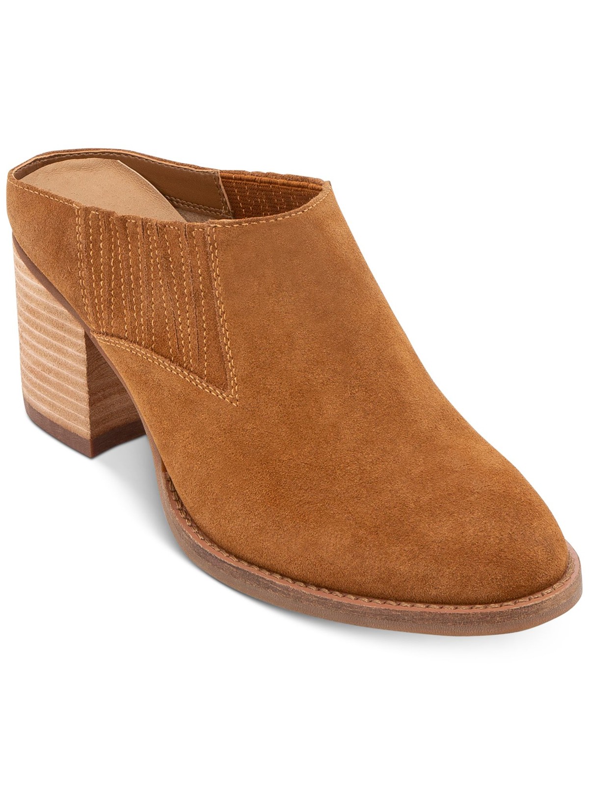 AQUA COLLEGE Womens Brown Nan Slip On Leather Heeled Mules Shoes 9.5 M