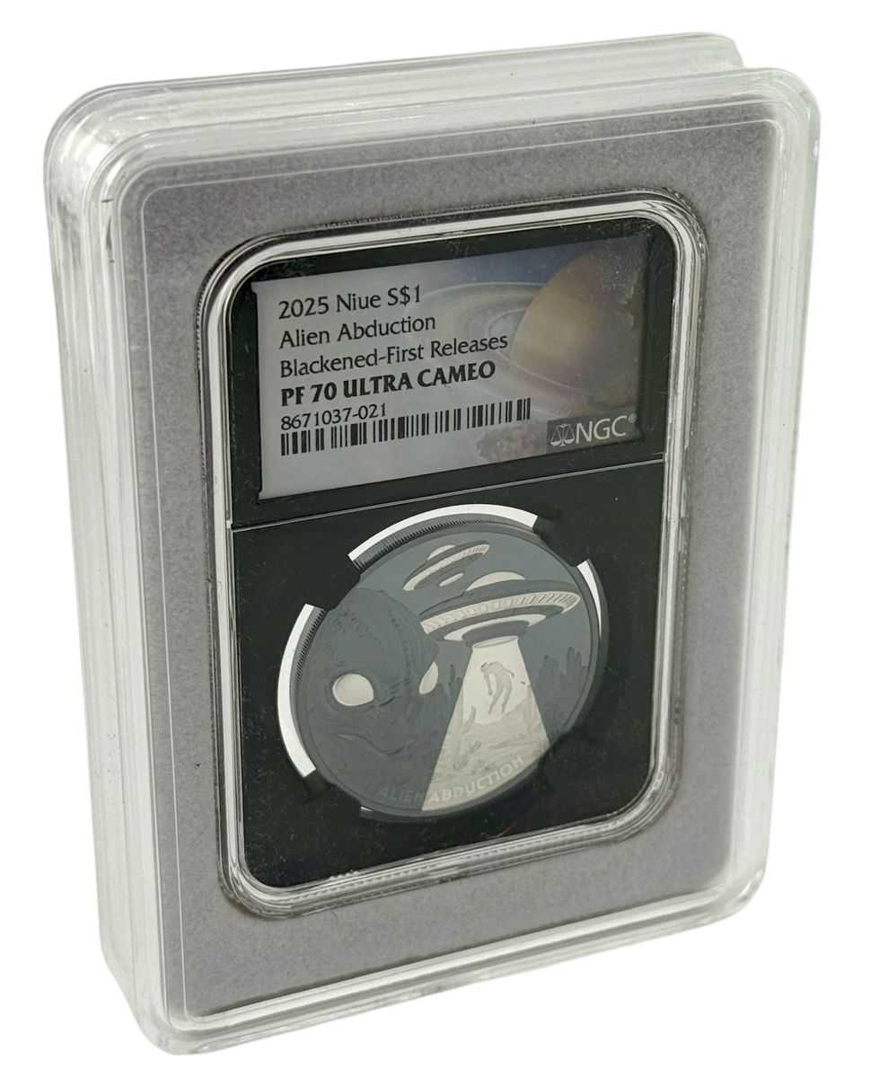 2025 Niue Alien Abduction Black Proof NGC PF 70 Galaxy Label 1 oz