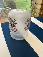 SZKLANE MATOWE ŚWIATŁO / ABAŻUR LAMPY KARBOWANY ŁADNYM BRĄZOWYM WZOREM 6"x4,5 ok.