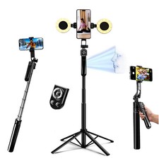 Auto Tracking Selfie Stick Tripod for iPhone with Light 360 Rotation That Fol...