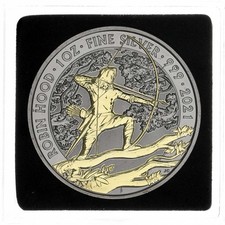 1oz Silver Golden Enigma Ruthenium Gilded - 2 Pounds UK 2021 Robin Hood