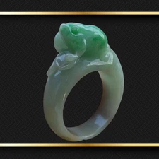 Very Large Frog Jadeite Jade Ring Size 13.75 Grade A Untreated