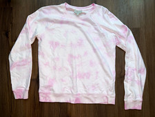 Lucky Brand Pink/White Tie-Dye Crewneck Pullover Fleece Sweatshirt S