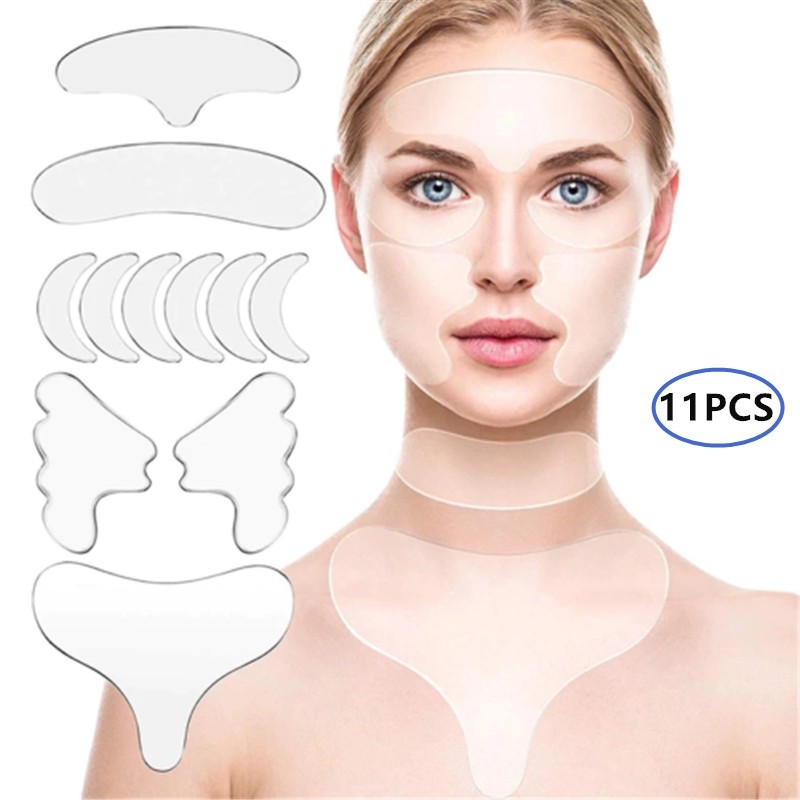 11X Facial Anti Wrinkle Patches Silicone Reusable Pad For Face Eye Forehead Neck
