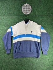 Vintage Nike 80s Blue Tag Pullover Hoodie Color Block Embroidered Logo Sz L