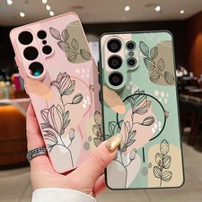 Case For Samsung Galaxy A16 A17 A37 A26 A36 A55 A35 Magsafe Hybrid Flower Cover