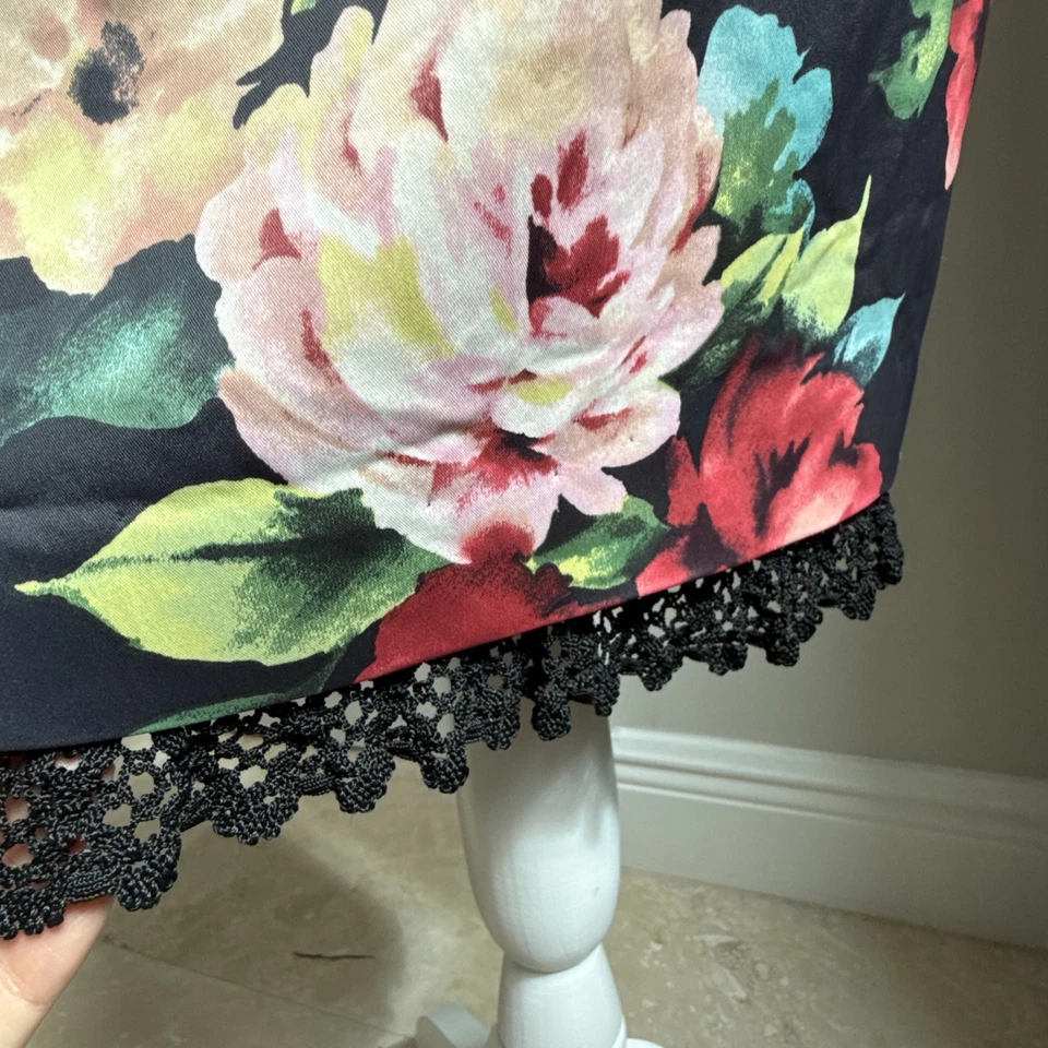 Karen Millen England Vintage Floral Black Satin Occasion Dress Size S (UK 10) - Image 3 of 4