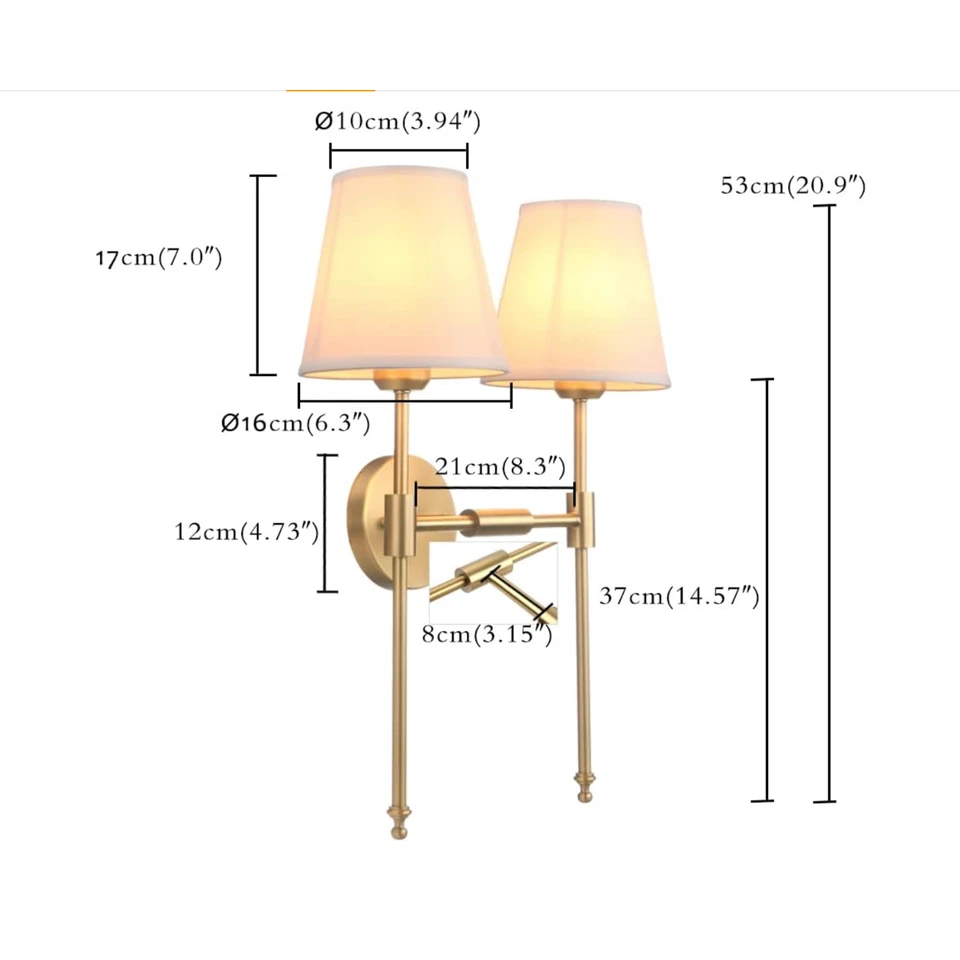 Aplique de pared PERMO clásico rústico doble 2 luces accesorio de iluminación con fl Foto 3 de 4