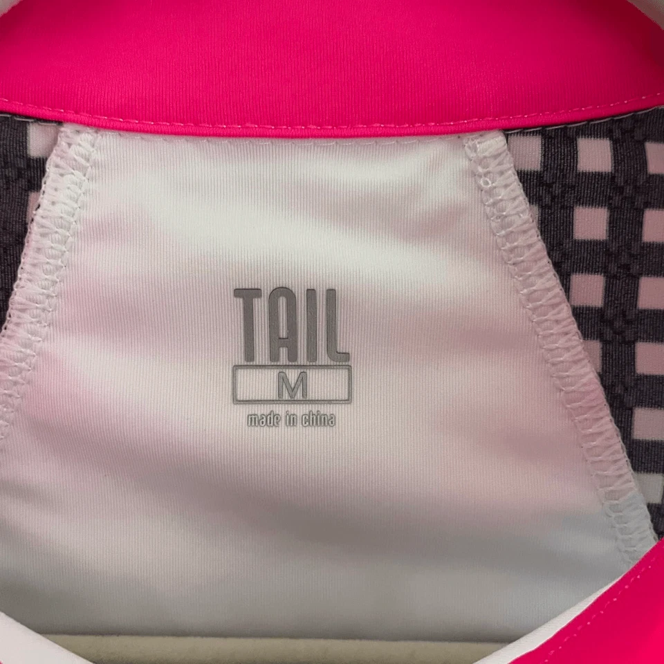 TAIL White Pink Black Golf Shirt Women’s Size Medium Athletic Short Sleeve Zip - Image 3 of 4