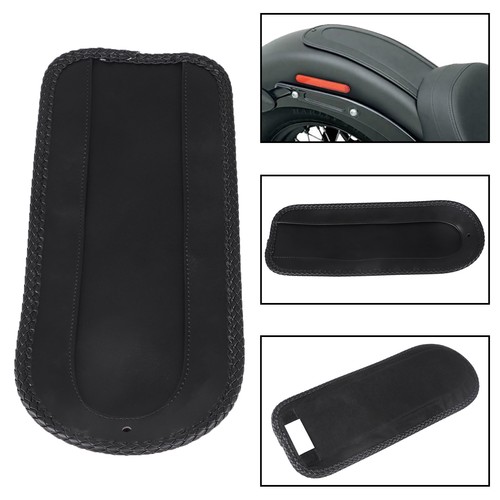 Black PU Leather Rear Fender Bib Solo Seat For Harley Softail Super Glide FX FXR - Picture 2 of 15
