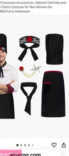 Halloween Hibachi Chef Costume Accessories NEW