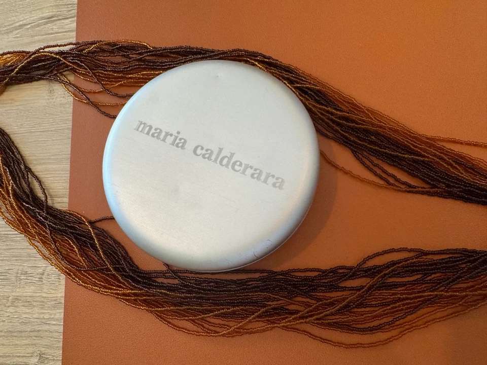 Collar Colgante María Calderara Ámbar y Vidrio Negro Cuentas con Caja Original Foto 4 de 4