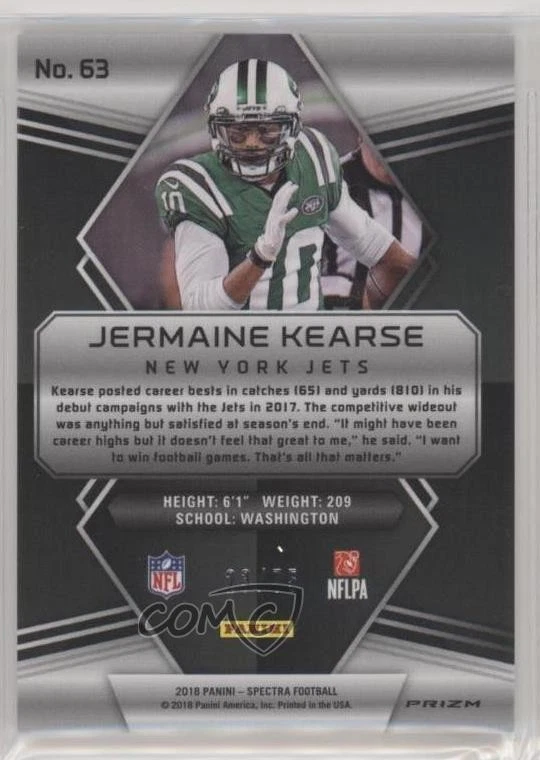 2018 Panini Spectra Neon Blue Prizm /75 Jermaine Kearse #63 - Image 2 of 2