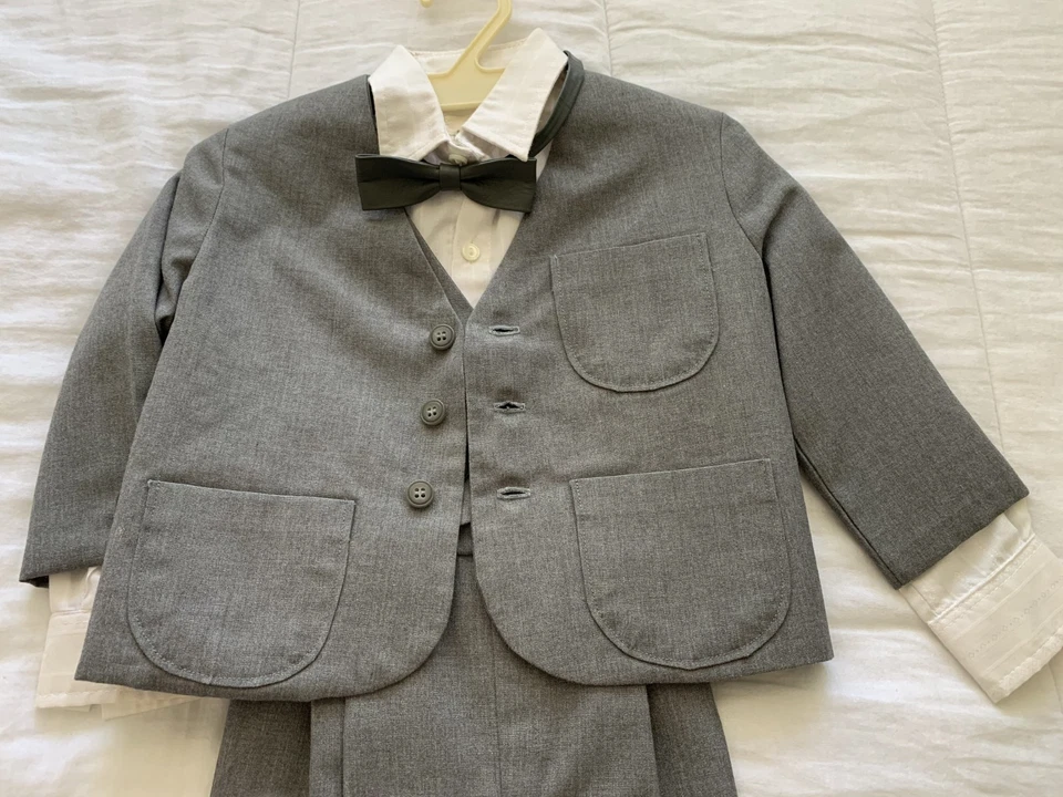 Baby Boy 5 Piece Formal / Wedding Suit. Grey. Size 2 - image 3 of 4