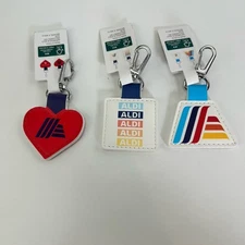 ALDI Gear 2025 Quarter Holder Keeper Keychain LOT OF 3- Square, Aldi Logo, Heart