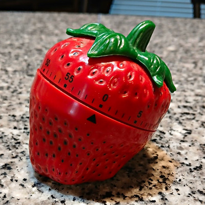 Strawberry Mechanical Kitchen Timer Red/Green Vintage Retro Countdown