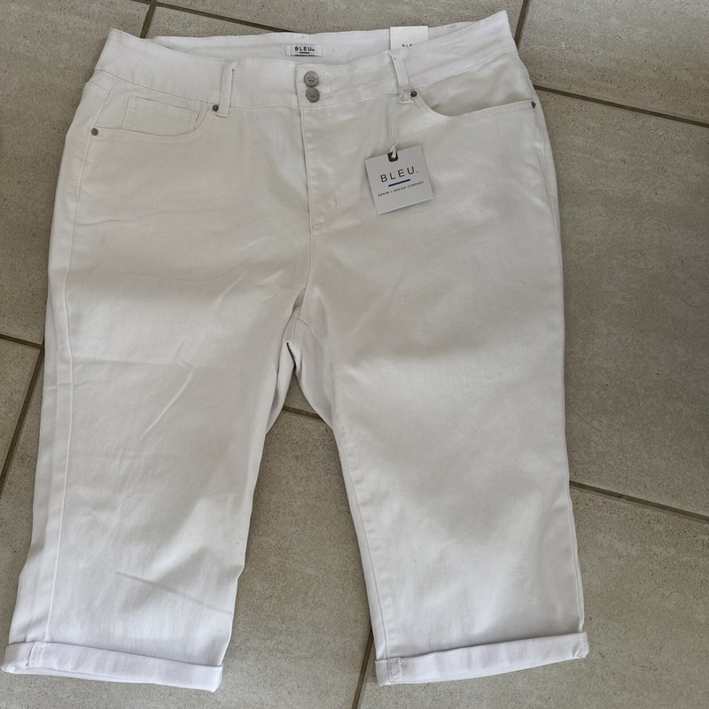 Bleu Denim & Co. Regular White Denim Capri Jeans Size 20W Cropped Summer Spring
