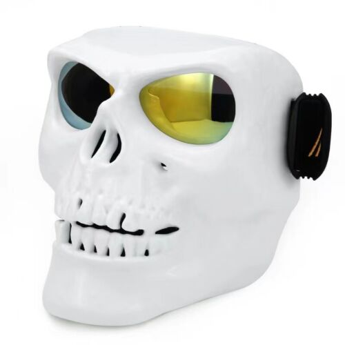 Motorcycle Face Shield Helmet skull Mask Goggles Dust-proof Black White - Picture 19 of 21