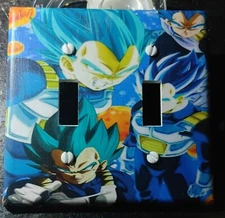 Handmade Decoupage Dragonball Z - Vegeta Double Light Switch Plate Cover