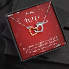 To My Wife Necklace, Romantic Heart Love Gift for Her, I LOVE YOU