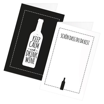 itenga 24x Tischkarten Platzkarten ''Keep clam and drink wine'' BBQ Weinabend