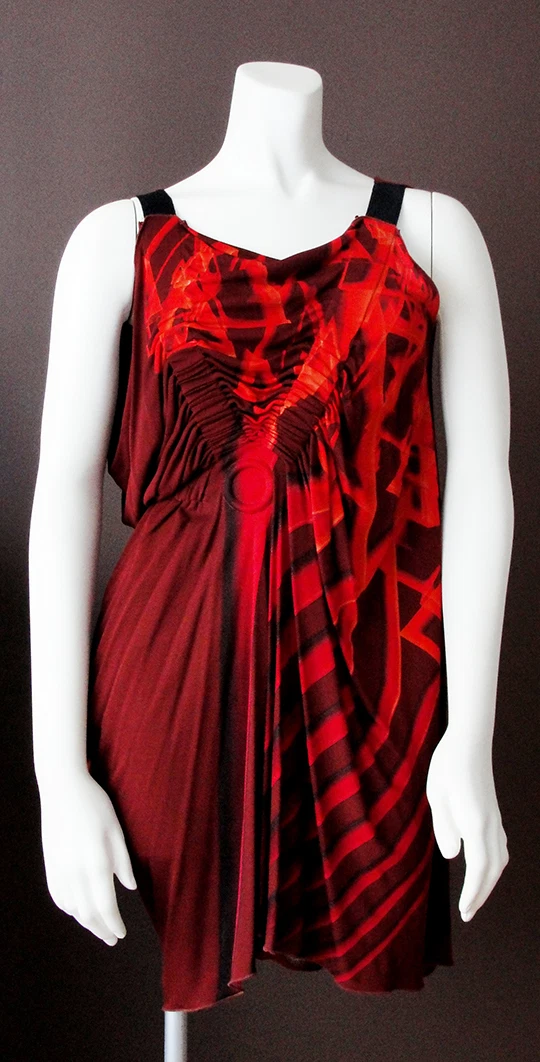 NWOT Jean Paul GAULTIER Red Gladiator Stretch Draped Dress I 42 USA 8