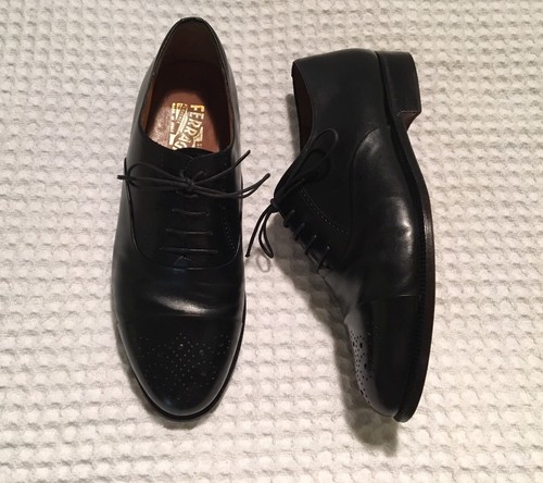 Salvatore FERRAGAMO Wingtips Oxfords Lace-up Shoes $960 Black 6.5 EE 2E Wide - 第 1/11 張圖片