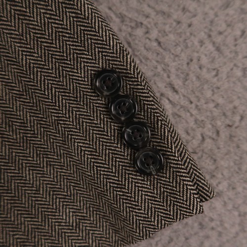 Tweed Jacket L Gray Black Herringbone 100% Wool Blazer Sport Coat Chaps 44R - Picture 6 of 16