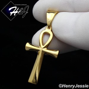 Authentic MEN WOMEN Gold Plated Plain Ankh Key Cross Charm Pendant*GP112